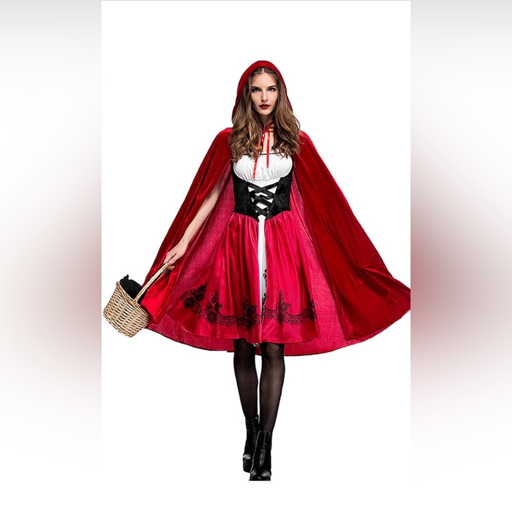 Colorful House Red Little Riding Hood Costume For Women size L Cape.